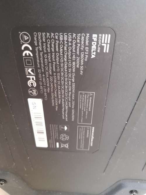 *LIQUIDATION*ECOFLOW DELTA EF3 PRO POWER STATION*NO POWER**ITEM IS R25 000 IN STORE