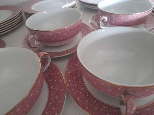 **POSSIBLE HIGH VALUE CHINA*BEAUTIFULL 30PC CONWAY RIDGEWAY DINNER SET,GOLD PATED RIM?*