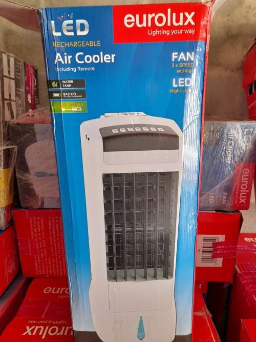 **DONT NEED ESKOM*DEMO EUROLUX PORTABLE RECHARGABLE AIR MIST/COOLER+LED LIGHT IN BOX*R2500 RETAIL*