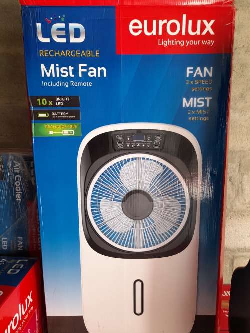 *DONT NEED ESKOM*NEW AMAZING EUROLUX PORTABLE MIST FAN WITH LED LIGHT IN BOX*R3600 RETAIL*