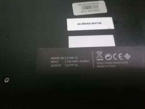 *LIQUIDATION STOCK* MECER Z140+G LAPTOP,NOT TESTED NO POWER CORD**SOLS AS IS*