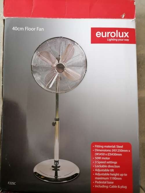 *WEEKEND SPECIAL*SUMMER IS ON ITS WAY*DEMO Eurolux F22C Standing Fan 4 Blades Chrome*R1400 IN STORE*