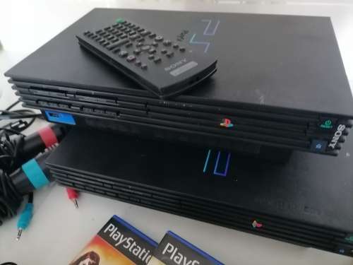 *MONTH END MAGIC*COMBO DEAL*2 X SONY PLAYSTATION 2 CONSOLS WITH REMOTE/CONTROL/GAMES/MICS ETC**