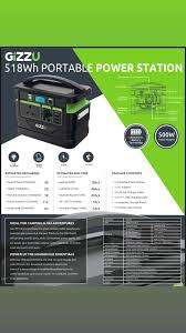 *LAST OF THIS ITEM ON OFFER* GIZZU 518 PORTABLE POWER STATION  WITH ACCESSORIES