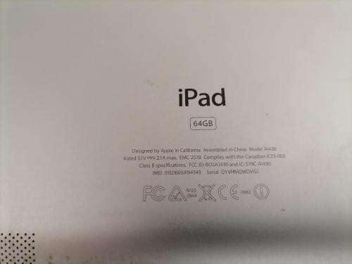 *LIQUIDATION ITEM*R30 FREIGHT* APPLE IPAD 3 1430 3G/WIFI 10` TABLET WITH CHARGER***
