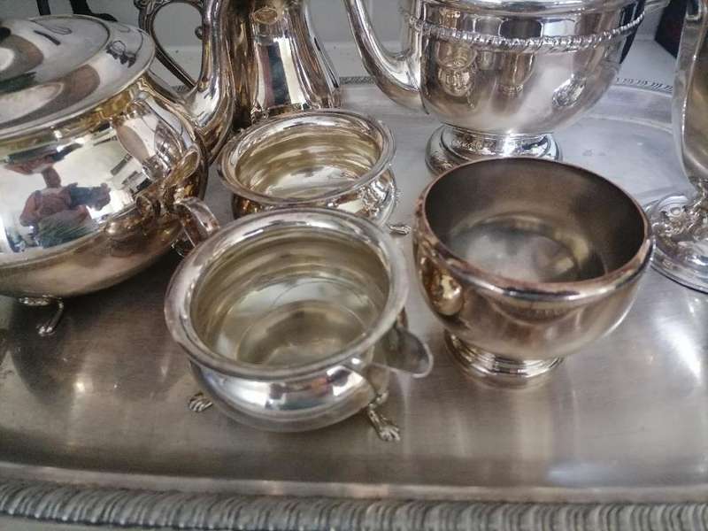 ****POSSIBLE VALUABLE****SILVER?TEA SET WITH TRAY****VALUE UNKNOWN*R30 FREIGHT*