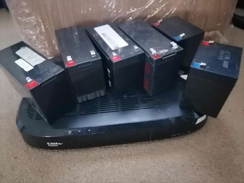 LIQUIDATION ITEMS, LOT INCL: DSTV EXPLORER WITH 2TB HDD, LOT OF UNTESTED UPS BATTERIES