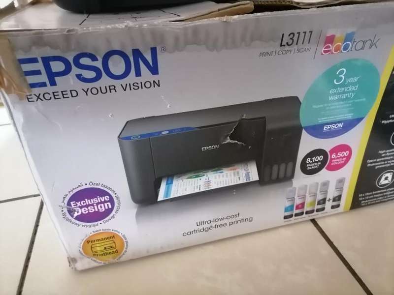 EPSON L3111 INK TANK PRINTER WITH CABLES IN BOX*ORANGE LIGHTS FLASHING*