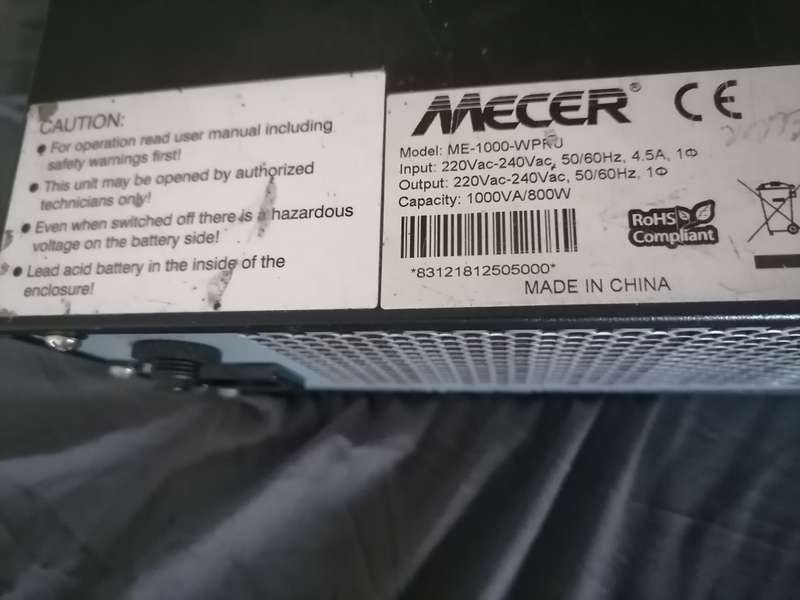 RCT 1000VA / 800W Online Rackmount UPS*R5000 RETAIL*POWERS ON BATTERY LIFE UNKNOWN