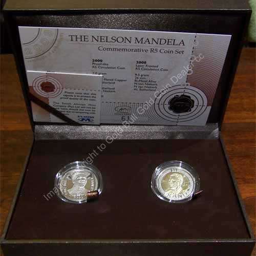 2008 Nelson Mandela Commemorative R5 Coin Set (2000 & 2008 R5 Coin)
