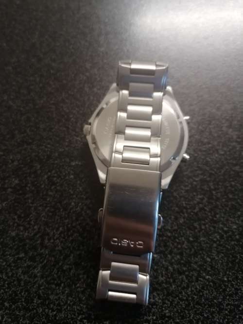 `ARNIE CASIO` STAINLESS STEEL GENTS AUTHENTIC 100m WATER RESISTANT ANALOGUE AND DIGITAL WATCH
