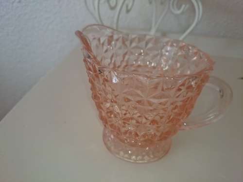 PINK DEPRESSION GLASS MILK & SUGAR