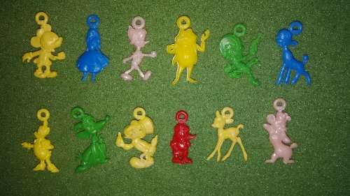 Vintage Disney Character Plastic Charms Lot Of 12