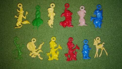 Vintage Disney Character Plastic Charms Lot Of 12