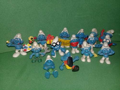 Vintage Smurf Lot Of 15 Original Schleich, Peyo Smurfs