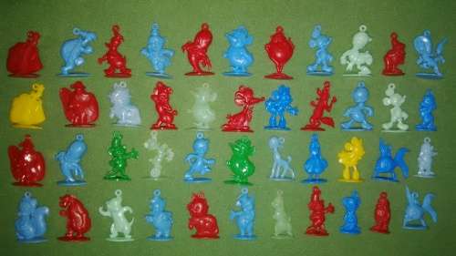 Antique Lot Of 44 Plastic Disney Character Charms