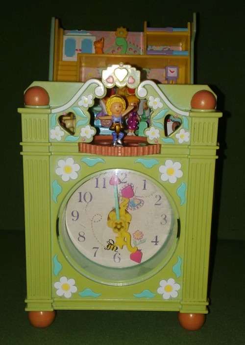 Vintage Rare Polly Pocket Clock Playset, 1991 Bluebird Toys Swindon, England With 9 Mini Figures