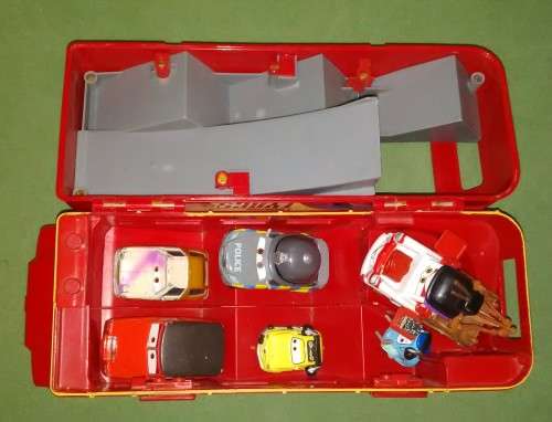 Disney/Pixar Cars Movie Character Lot Of 10 Cars With Large London Bus Car Transporter