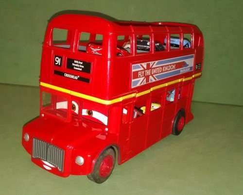 Disney/Pixar Cars Movie Character Lot Of 10 Cars With Large London Bus Car Transporter