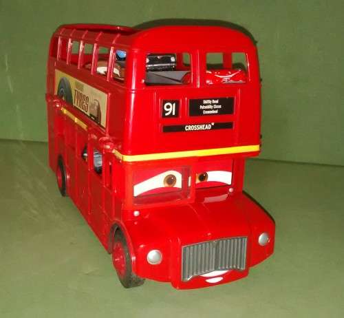 Disney/Pixar Cars Movie Character Lot Of 10 Cars With Large London Bus Car Transporter