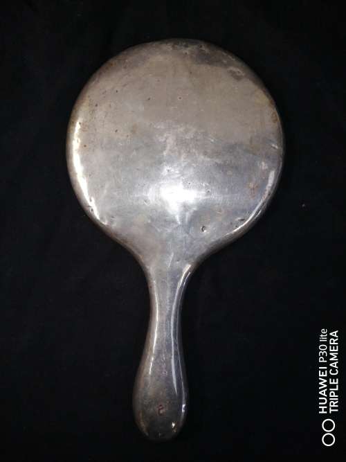 Antique Sterling Silver English Hallmarked Hand Mirror, The Hallmarks Are Very Faint But There