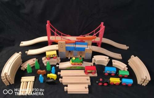 Brio Wooden Train Set With Other Non Brio Pieces All In Very Good Condition