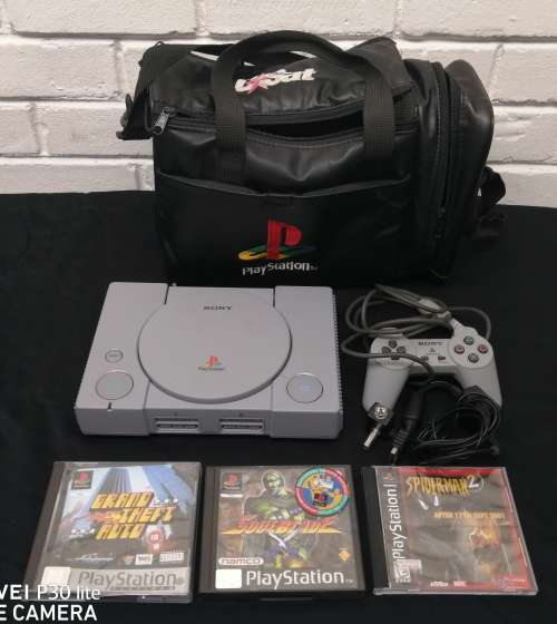 Sony Playstation 1 With 1 Control, 3 Games, TV Cable, Power Cable and Original PS1 Bag