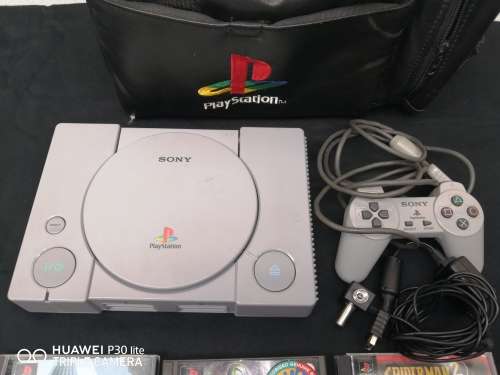 Sony Playstation 1 With 1 Control, 3 Games, TV Cable, Power Cable and Original PS1 Bag