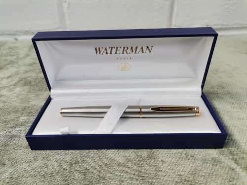 Waterman Fountain Pen Matt Silver With Gold Tone Includes Box