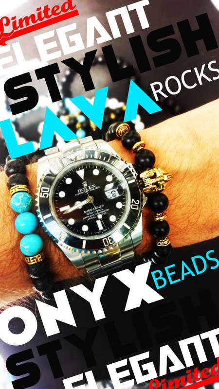 LAST STOCK AVAILABLE AT THIS PRICE Lava rock made of onyx beads SPARTAN HELMET BRACELET 7 colors !