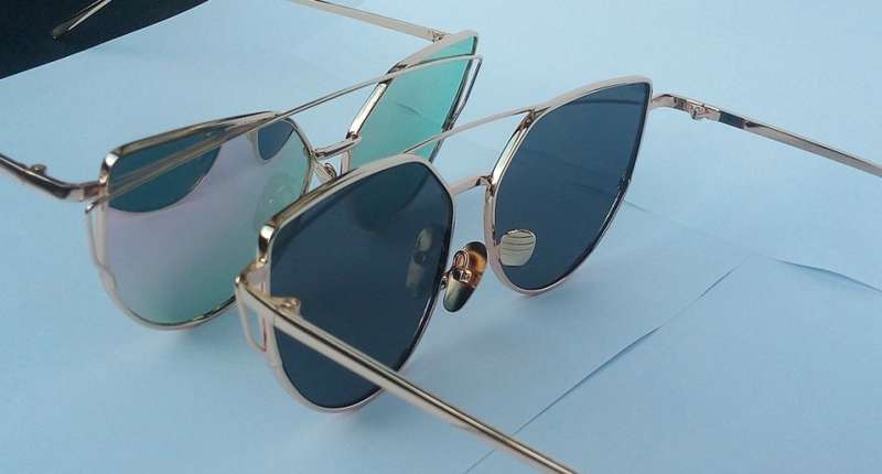 ORIGINAL UV400 Mirror Lens Cat eye glasses METAL FRAME + GIFT