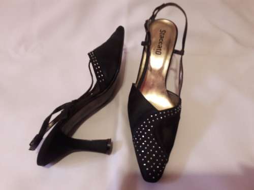 Ladies Satin and diamante sling back high heel shoes for Sale - S9