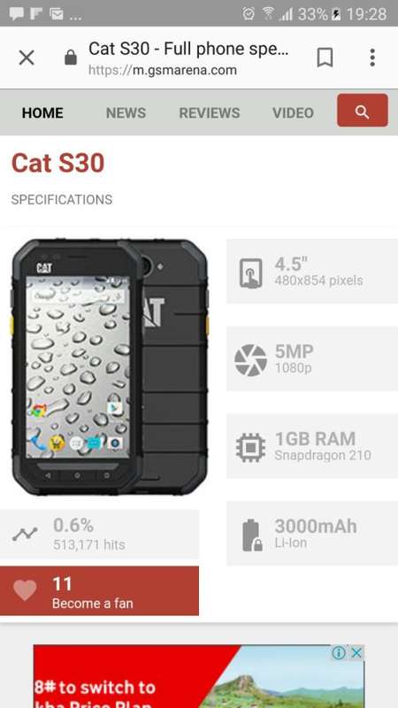 CAT S30 (Caterpillar S30 - Smartphone)  Rugged & Waterproof