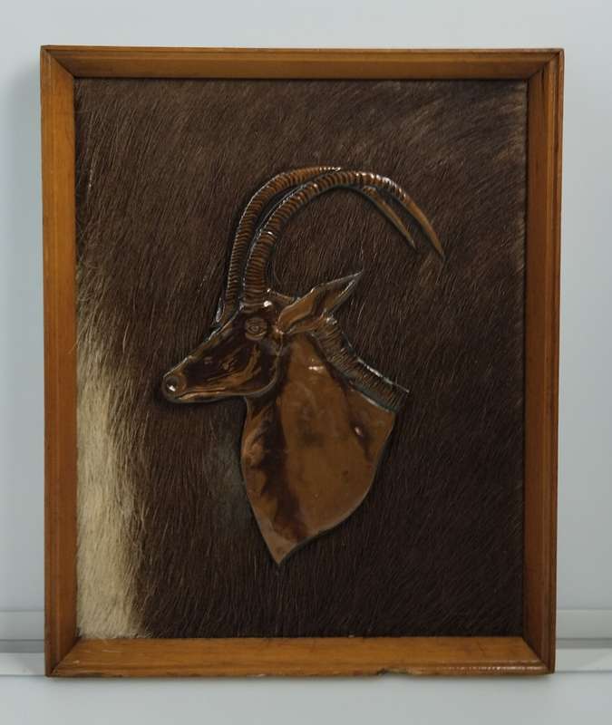 Rare Vintage Copper Plaque of Sable Antelope From Rhodesia