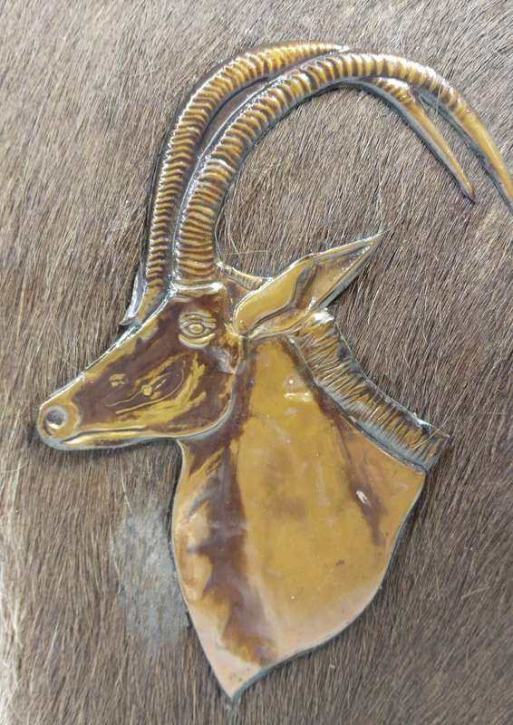 Rare Vintage Copper Plaque of Sable Antelope From Rhodesia