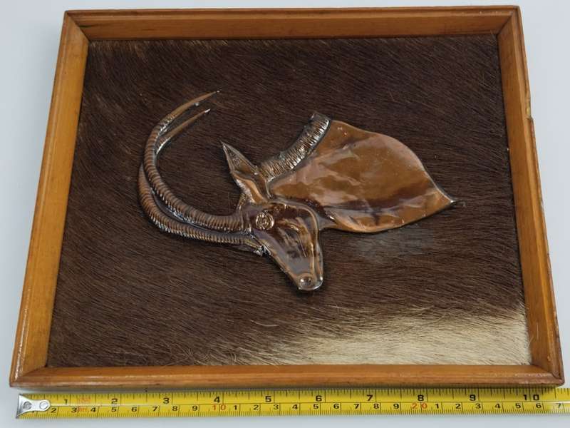 Rare Vintage Copper Plaque of Sable Antelope From Rhodesia