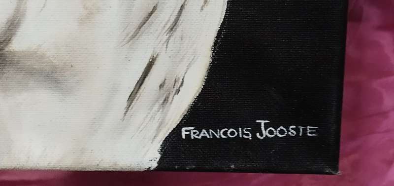 White Cow Painting Wall Art Signed Francois Jooste