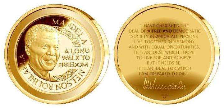 Mandela coin: Mint mark 1/2 oz gold