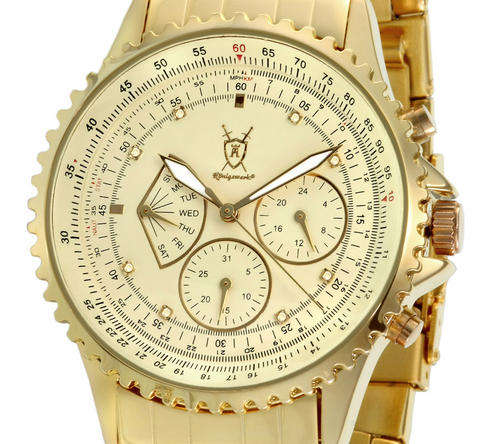 Konigswerk Diamond Pluto / Gold  pl 44mm with 8 real diamonds!