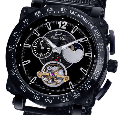 Monte Wehro CARSON CITY Black Stainless Steel Mesh Bracelet ##Authentic & New##