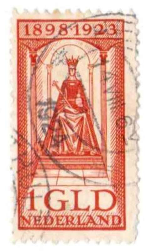 Queen Wilhelmina, One Gulden, lightly hinged, 1924 cancel, FU