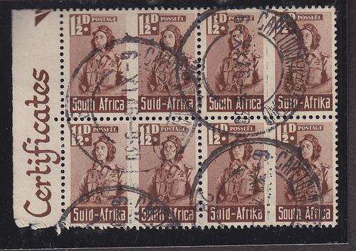 1942 - 44, 1 1/2d, Bantams, Block of 8 in 4 Units, not hinged, FU