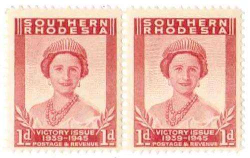 Southern Rhodesia, Unmounted Mint, 1d, "Victory Issue", 1945, horizontal block of 2, ultra fine