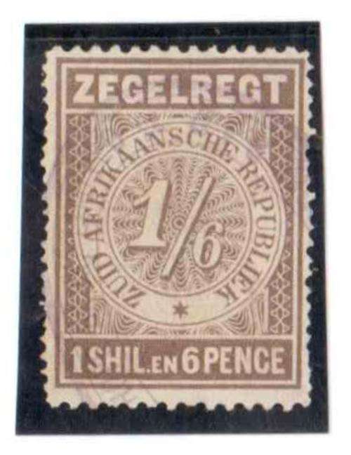 ZAR, 1S 6p, 1886 Zegelregt Revenue Stamp, VFU