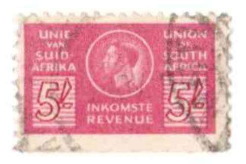 South Africa Union, 5 Pound, Revenue Stamp, not hinged, FU