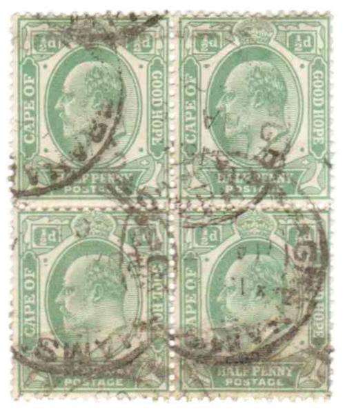 Cape of Good Hope, Half Penny, hinged, Block of 4, FU