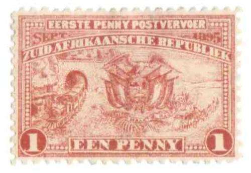 ZAR, Mint, lightly hinged, Eerste Penny Postvervoer, Een Penny, lightly hinged,  very fine