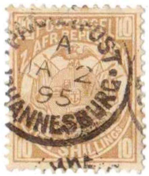 ZAR, 1895,10 Shillings, Stamp, LH, VFU