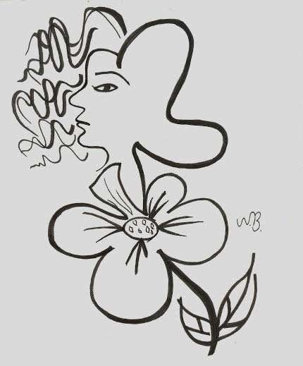 Walter Battiss, Ink on Paper Drawing, 26 x 20.5 cms, initialed, "Lover"