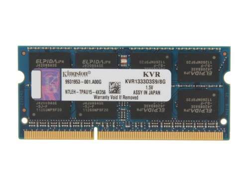 Kingston ValueRAM 8GB DDR3-1333 SO-DIMM Laptop Memory OPEN BOX LIKE NEW